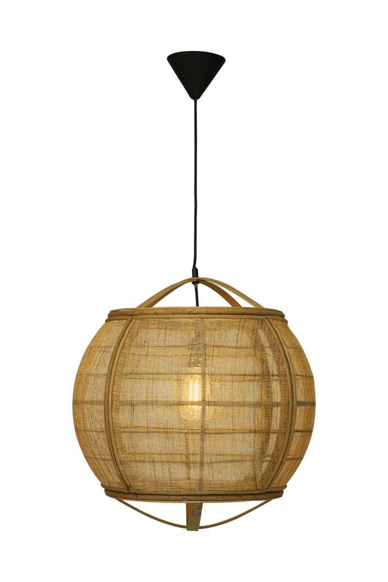 Borneo Ø50 Nature suspension De Aneta Lighting - L'abat-jour fait main filtre la lumière de la source lumineuse et diffuse une lumière douce et agréable dans la pièce.