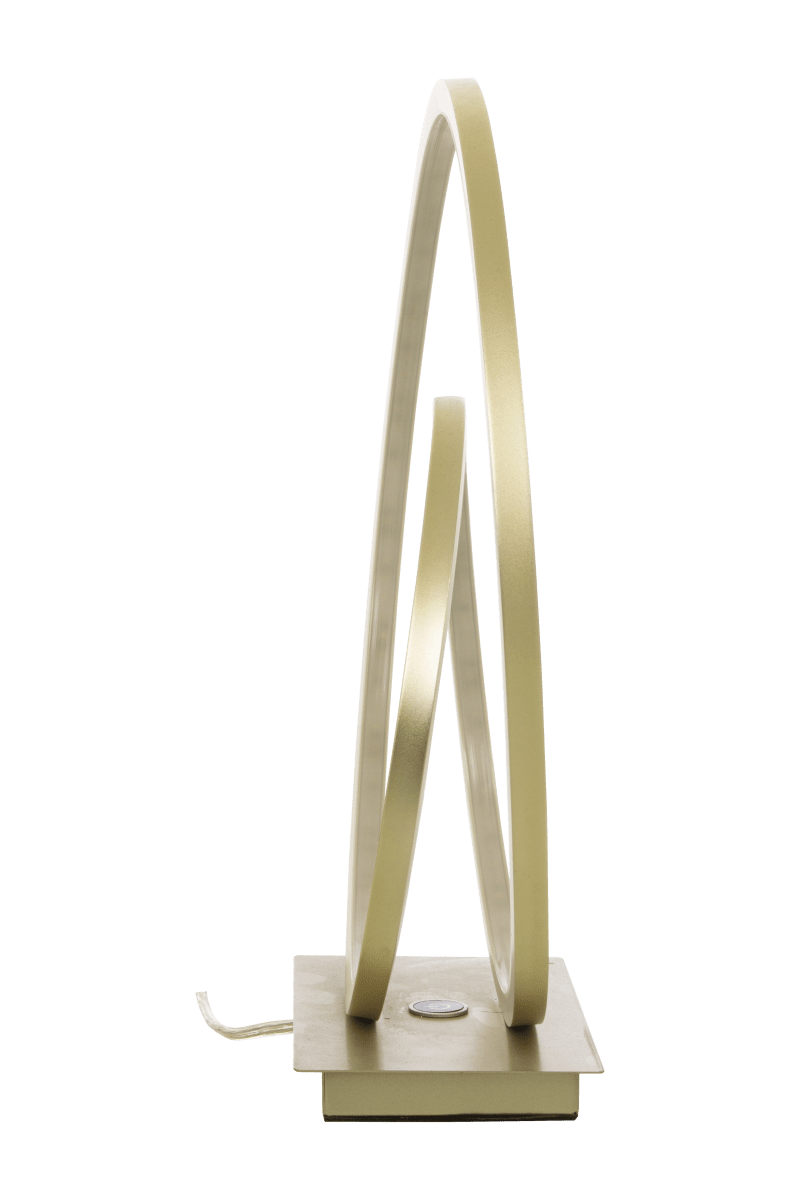 Loop 37cm Champagne lampe de table De Aneta Lighting - LED 14W intégrée, dimmable via un variateur à 3 niveaux sur la base de la lampe.