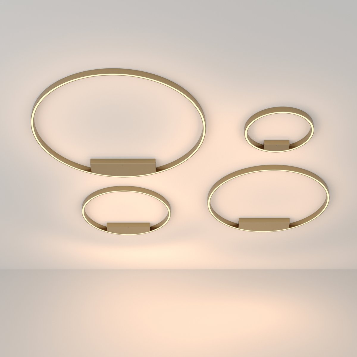 Rim Ø40 Laiton plafonnier De Maytoni - La source lumineuse LED intégrée s'étend sur tout l'anneau et diffuse une lumière uniforme et agréable, créant une belle image lumineuse dans la pièce.