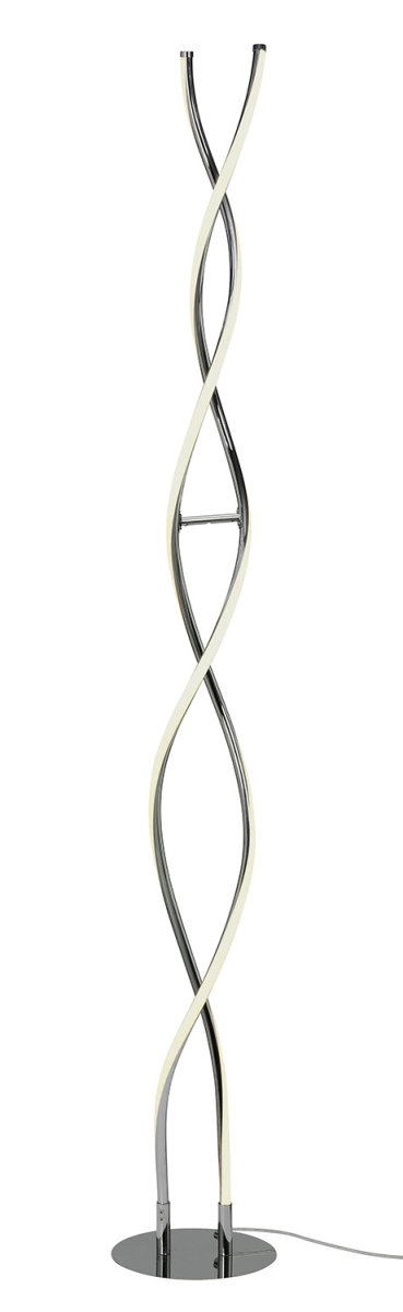 Vindla Chrome lampadaire De Cottex - Le lampadaire Vindla en métal et silicone est une lampe moderne et élégante avec un design torsadé unique qui ajoute une expression artistique.