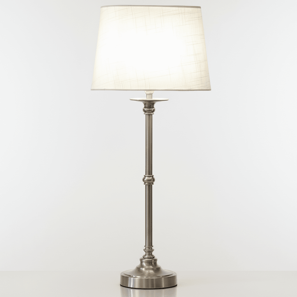 Axel 60cm Argent/blanc cassé lampe de table De Lampan - Axel apporte une touche d'&eacute;l&eacute;gance &agrave; votre int&eacute;rieur, que ce soit sur une table d'appoint, un bureau ou pr&egrave;s d'une fen&ecirc;tre, et s'accorde avec de nombreux styles de d&eacute;coration.