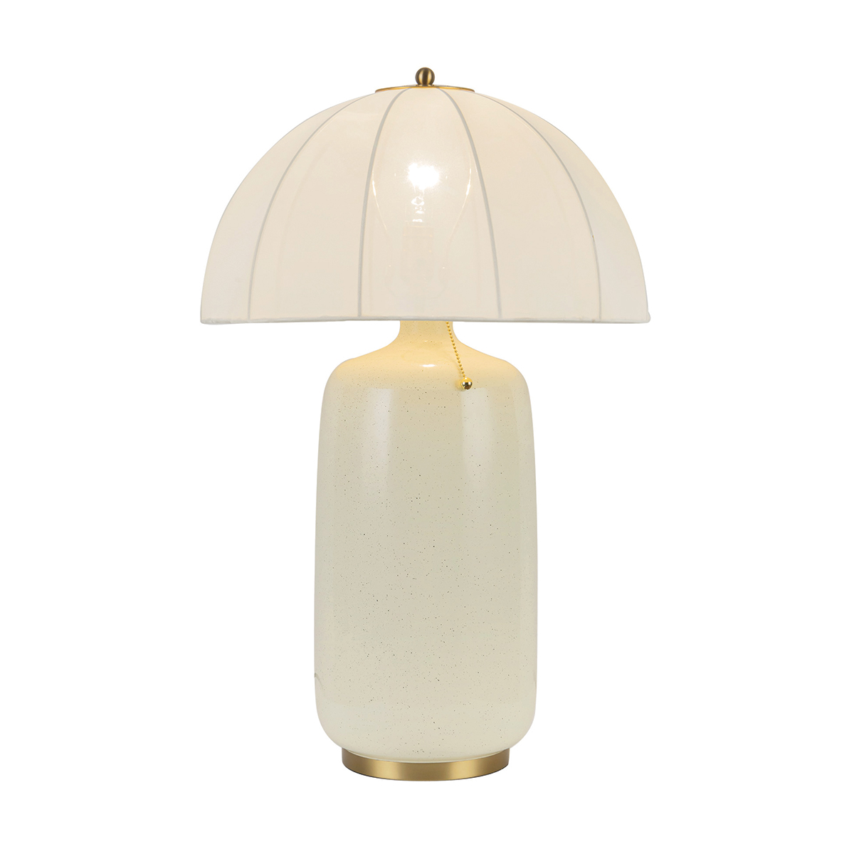 Crosby 70cm Blanc crémeux lampe de table De Elstead Lighting - Inspir&eacute;e des parasols classiques, son design est sublim&eacute; par un abat-jour en forme de d&ocirc;me, confectionn&eacute; dans un tissu fin et l&eacute;ger.