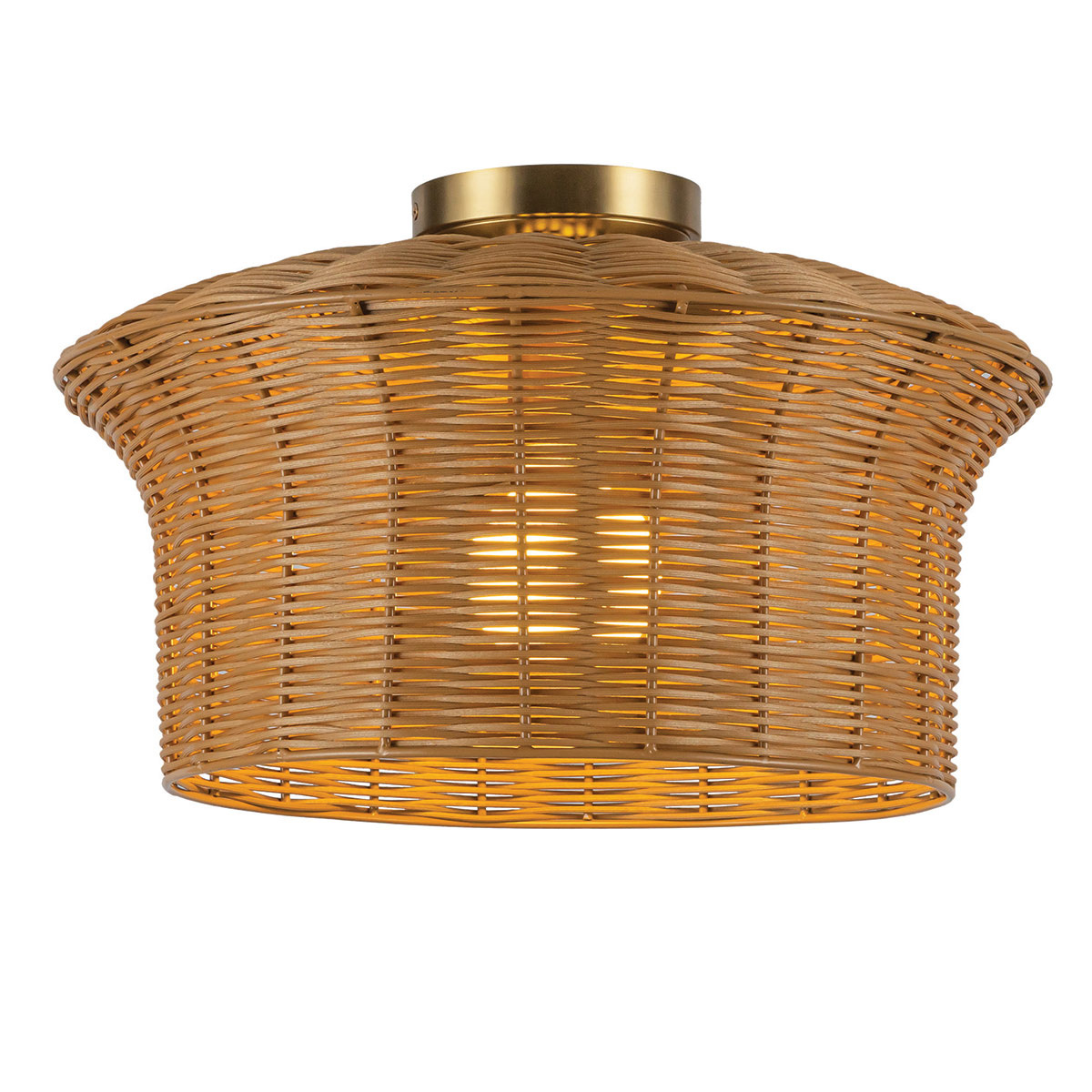Kai Ø40 Nature plafonnier De Elstead Lighting - Kai est un plafonnier d&eacute;coratif qui associe le m&eacute;tal &agrave; un abat-jour en rotin.