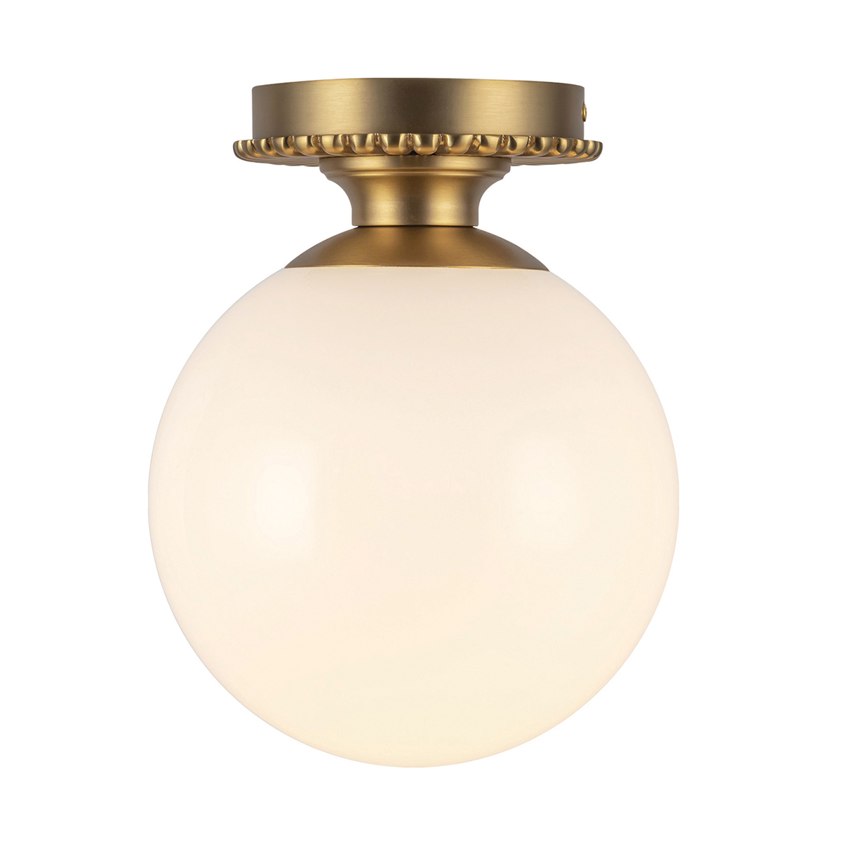 Otis Ø20 Or brossé lampe de salle de bain De Elstead Lighting - Otis est un plafonnier d&eacute;coratif aux formes douces et aux d&eacute;tails d&eacute;licats.