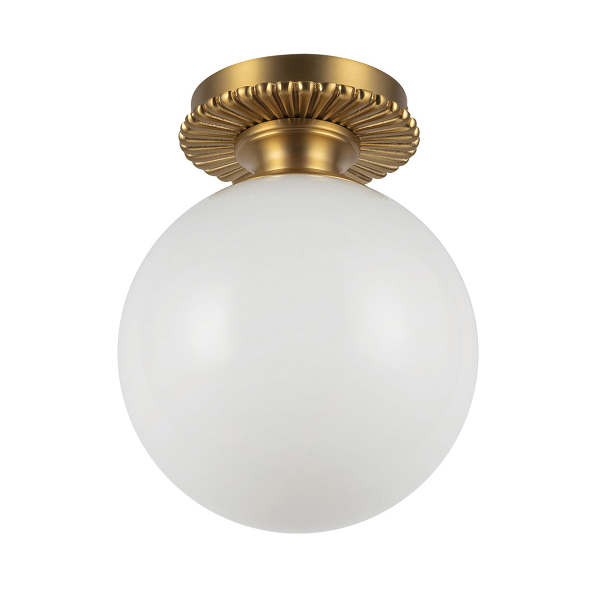 Otis Ø20 Or brossé lampe de salle de bain De Elstead Lighting - Otis est un plafonnier d&eacute;coratif aux formes douces et aux d&eacute;tails d&eacute;licats.