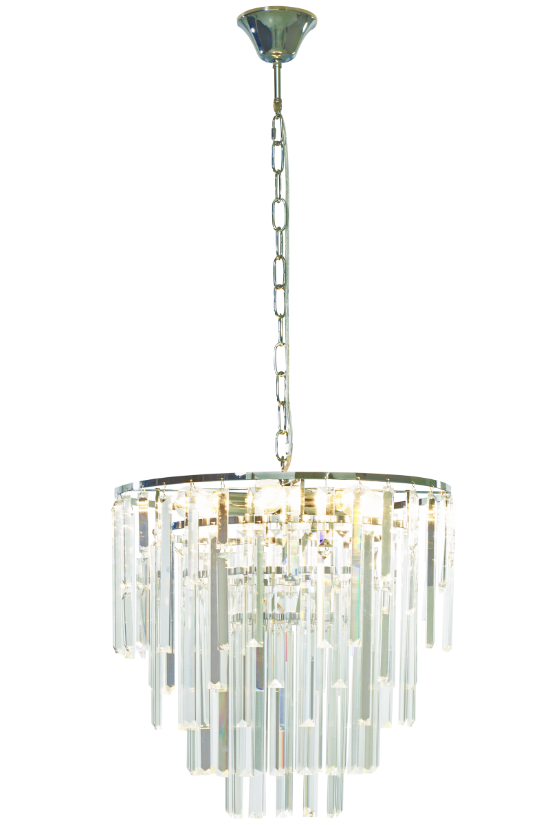 Strati Ø45 Chrome cristal De Aneta Lighting - Sa structure m&eacute;tallique est orn&eacute;e de prismes en cristal transparent qui cr&eacute;ent un magnifique jeu de lumi&egrave;re.