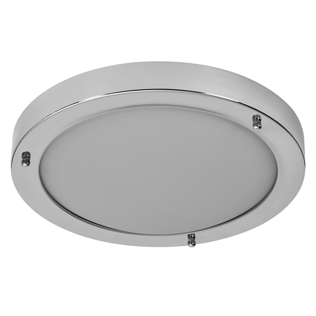 Classic Round Ø30 Chrome lampe de salle de bain De Osram - Sk&auml;rmen i frostat glas ger ett fint och bl&auml;ndfritt ljus i rummet.