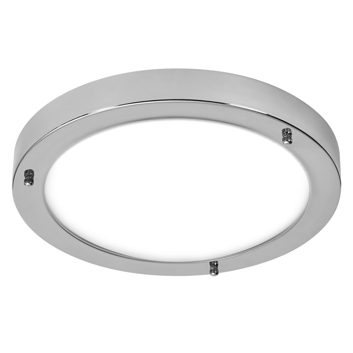 Classic Round Ø30 Chrome lampe de salle de bain De Osram - Sk&auml;rmen i frostat glas ger ett fint och bl&auml;ndfritt ljus i rummet.