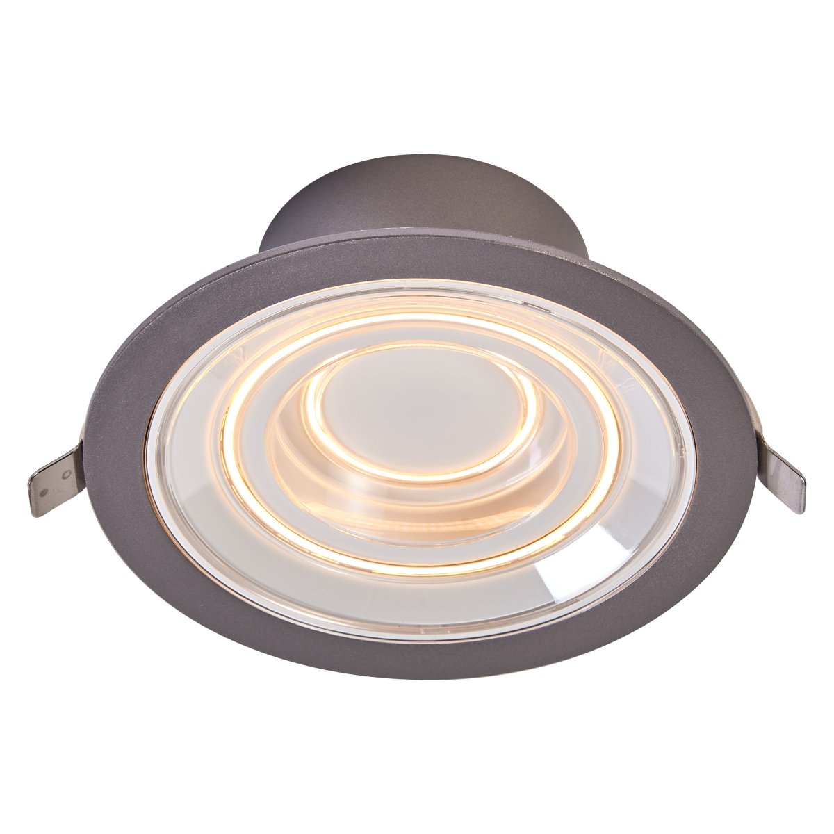 Decor Filament Echo 7W Aluminium De Ledvance - Le projecteur poss&egrave;de deux points lumineux diff&eacute;rents, un petit cercle au milieu et un cercle ext&eacute;rieur plus grand.