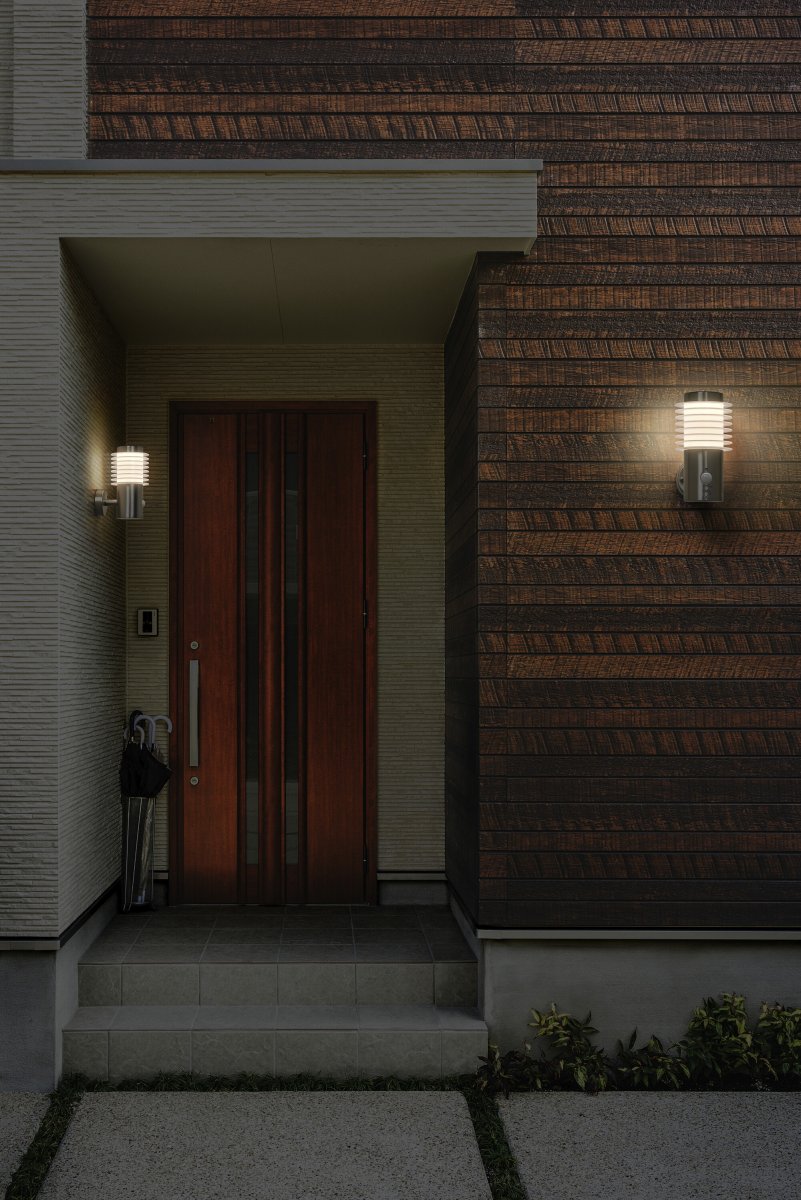 Rondo Sensor Acier lampe d’extérieur De Ledvance - Med sin stilrena design och effektiva funktionalitet &auml;r denna armatur det perfekta valet f&ouml;r att b&aring;de belysa och s&auml;kerst&auml;lla ditt utomhusomr&aring;de.