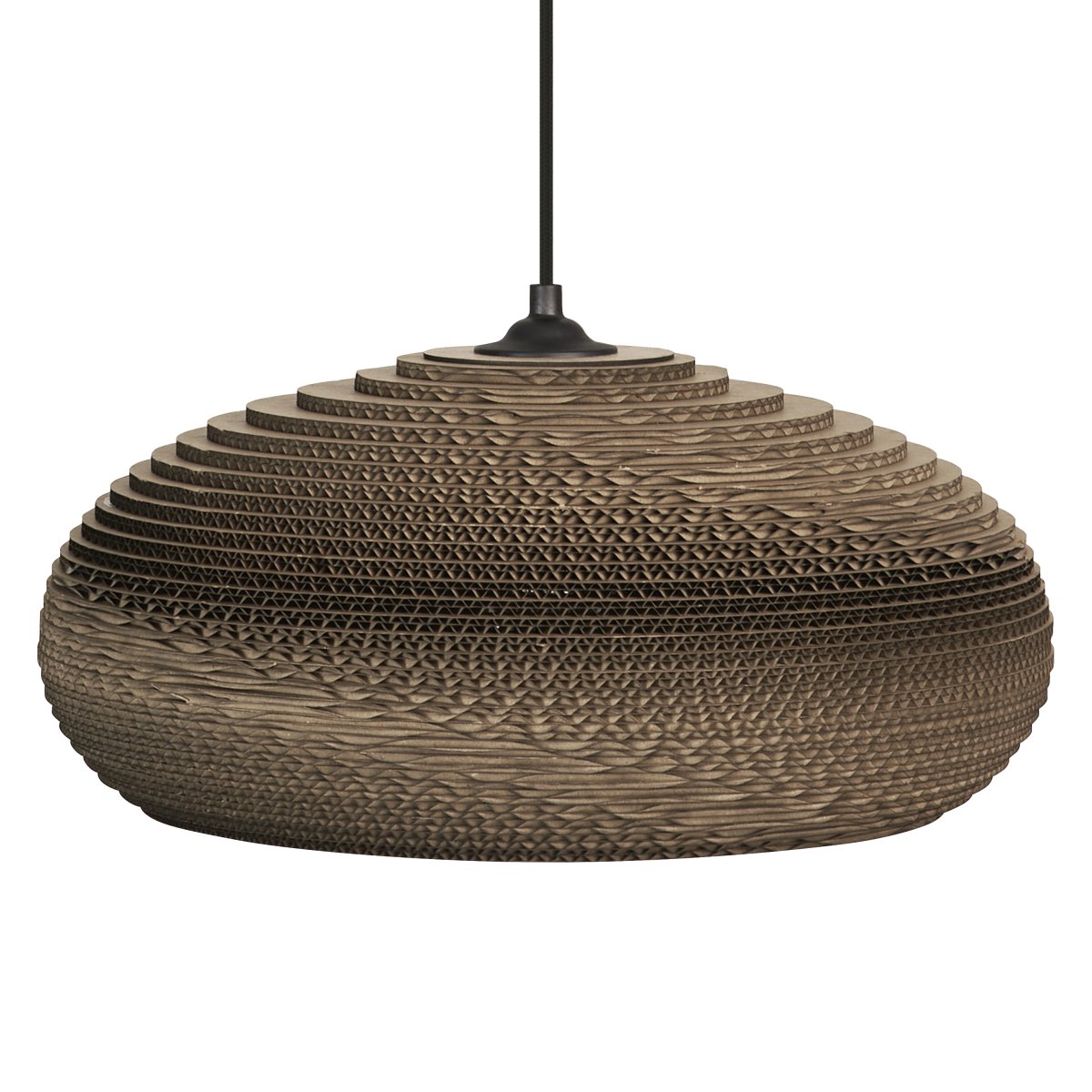 Cardboard drop Ø40 Brun suspension De Ledvance - L'abat-jour, fabriqué à partir de plusieurs couches de carton, crée un beau jeu de lumière dans la pièce lorsqu'il est éclairé et contribue à une atmosphère chaleureuse et naturelle.