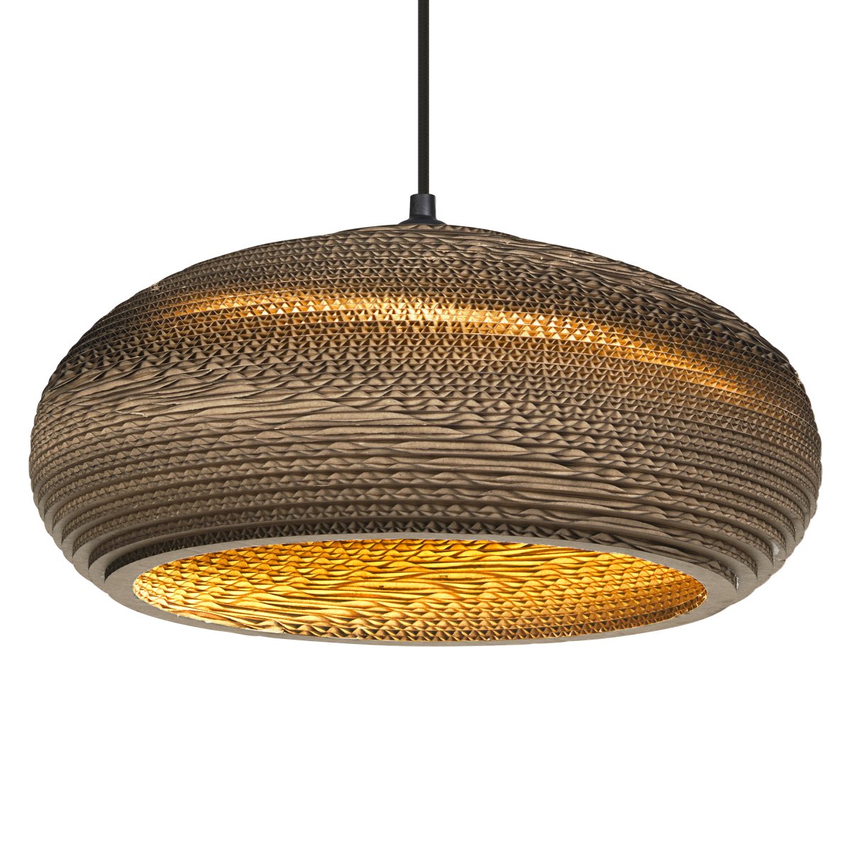 Cardboard drop Ø40 Brun suspension De Ledvance - L'abat-jour, fabriqué à partir de plusieurs couches de carton, crée un beau jeu de lumière dans la pièce lorsqu'il est éclairé et contribue à une atmosphère chaleureuse et naturelle.