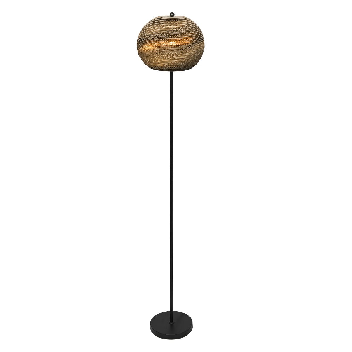 Cardboard Ball Brun lampadaire De Ledvance - L'abat-jour, fabriqu&eacute; &agrave; partir de plusieurs couches de carton, cr&eacute;e un beau jeu de lumi&egrave;re dans la pi&egrave;ce lorsqu'il est &eacute;clair&eacute; et contribue &agrave; une atmosph&egrave;re chaleureuse et naturelle.