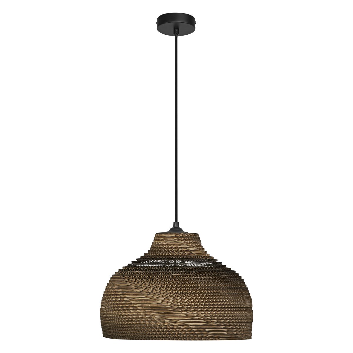 Cardboard Hat Ø36 Brun suspension De Osram - L'abat-jour, fabriqu&eacute; &agrave; partir de plusieurs couches de carton, cr&eacute;e un beau jeu de lumi&egrave;re dans la pi&egrave;ce lorsqu'il est &eacute;clair&eacute; et contribue &agrave; une atmosph&egrave;re chaleureuse et naturelle.