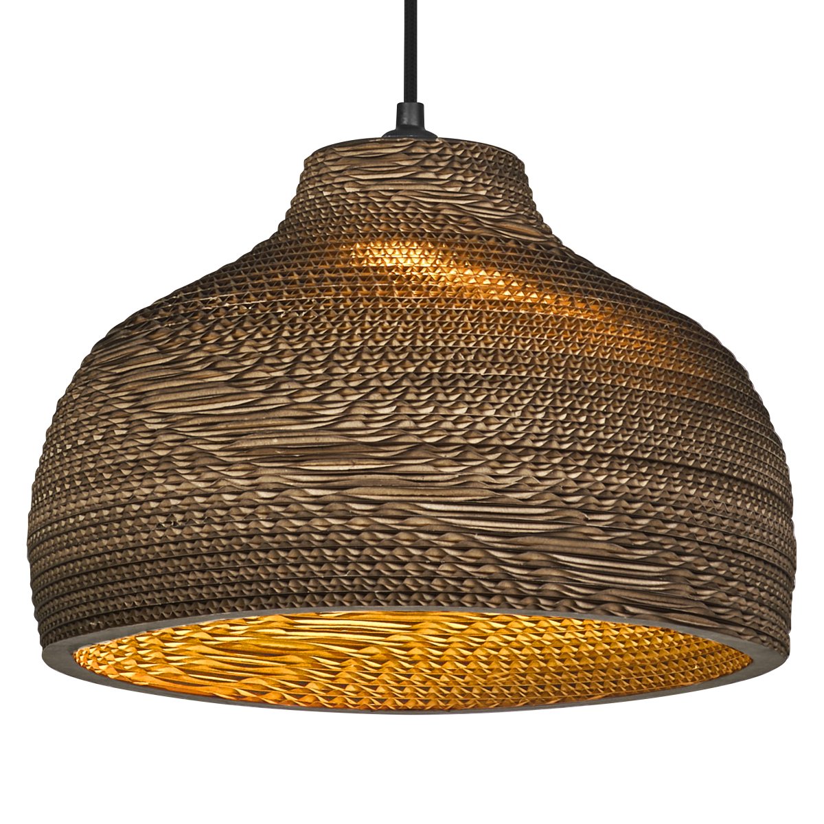 Cardboard Hat Ø36 Brun suspension De Osram - L'abat-jour, fabriqu&eacute; &agrave; partir de plusieurs couches de carton, cr&eacute;e un beau jeu de lumi&egrave;re dans la pi&egrave;ce lorsqu'il est &eacute;clair&eacute; et contribue &agrave; une atmosph&egrave;re chaleureuse et naturelle.