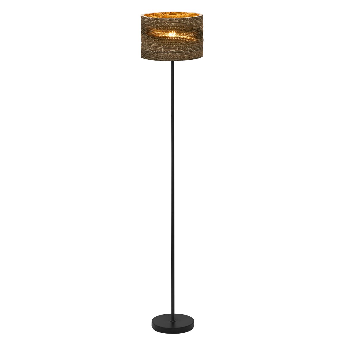 Cardboard Cylinder Brun lampadaire De Ledvance - L'abat-jour, fabriqué à partir de plusieurs couches de carton, crée un beau jeu de lumière dans la pièce lorsqu'il est éclairé et contribue à une atmosphère chaleureuse et naturelle.