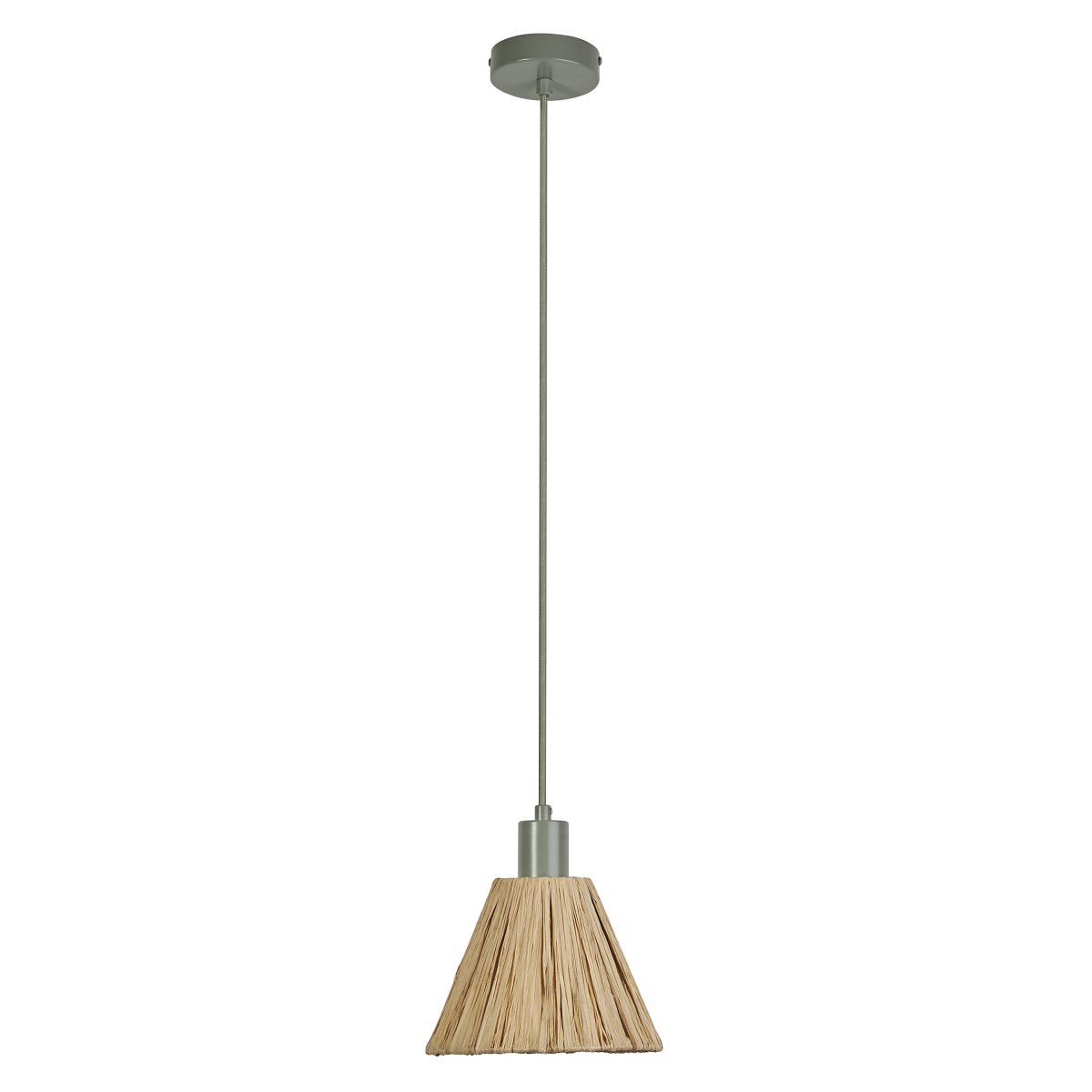 Raffia Ø20 Nature suspension De Ledvance - L'abat-jour en palmier raphia associ&eacute; au m&eacute;tal vert conf&egrave;re &agrave; la pi&egrave;ce une atmosph&egrave;re chaleureuse et naturelle.
