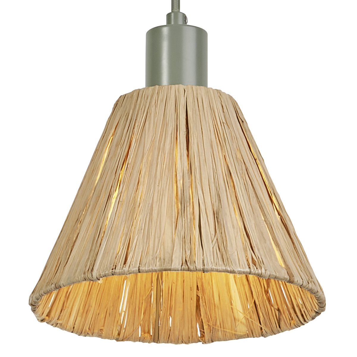 Raffia Ø20 Nature suspension De Ledvance - L'abat-jour en palmier raphia associ&eacute; au m&eacute;tal vert conf&egrave;re &agrave; la pi&egrave;ce une atmosph&egrave;re chaleureuse et naturelle.