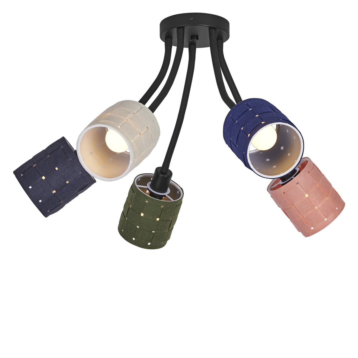 Felt Weaving Cans 63cm Multicolore plafonnier De Ledvance - Varje arm har en sk&auml;rm av fl&auml;tad filt vilket ger en fin och varm ljusspridning i rummet.