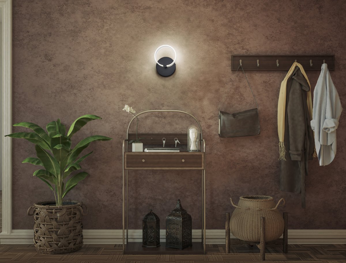 Circle PL 23cm Noir applique murale De Osram - Dans la premi&egrave;re &eacute;tape, la lampe brille dans une lumi&egrave;re blanche chaude de 3000K, dans la deuxi&egrave;me &eacute;tape dans une lumi&egrave;re blanche froide de 4200K et dans la troisi&egrave;me &eacute;tape dans 6500K (lumi&egrave;re du jour).