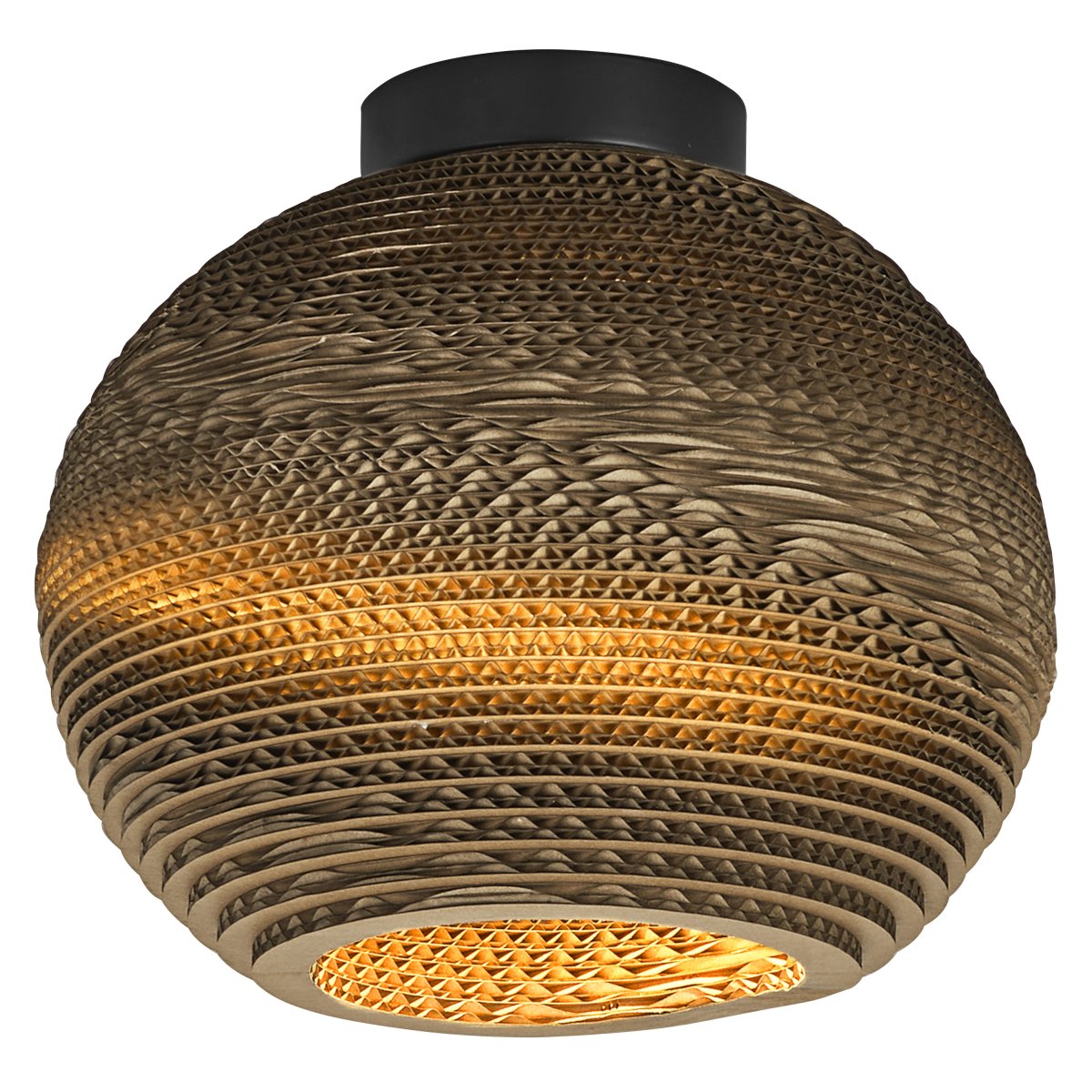 Cardboard Ball Ø26 Brun plafonnier De Osram - L'abat-jour, fabriqu&eacute; &agrave; partir de plusieurs couches de carton, cr&eacute;e un beau jeu de lumi&egrave;re dans la pi&egrave;ce lorsqu'il est &eacute;clair&eacute; et contribue &agrave; une atmosph&egrave;re chaleureuse et naturelle.