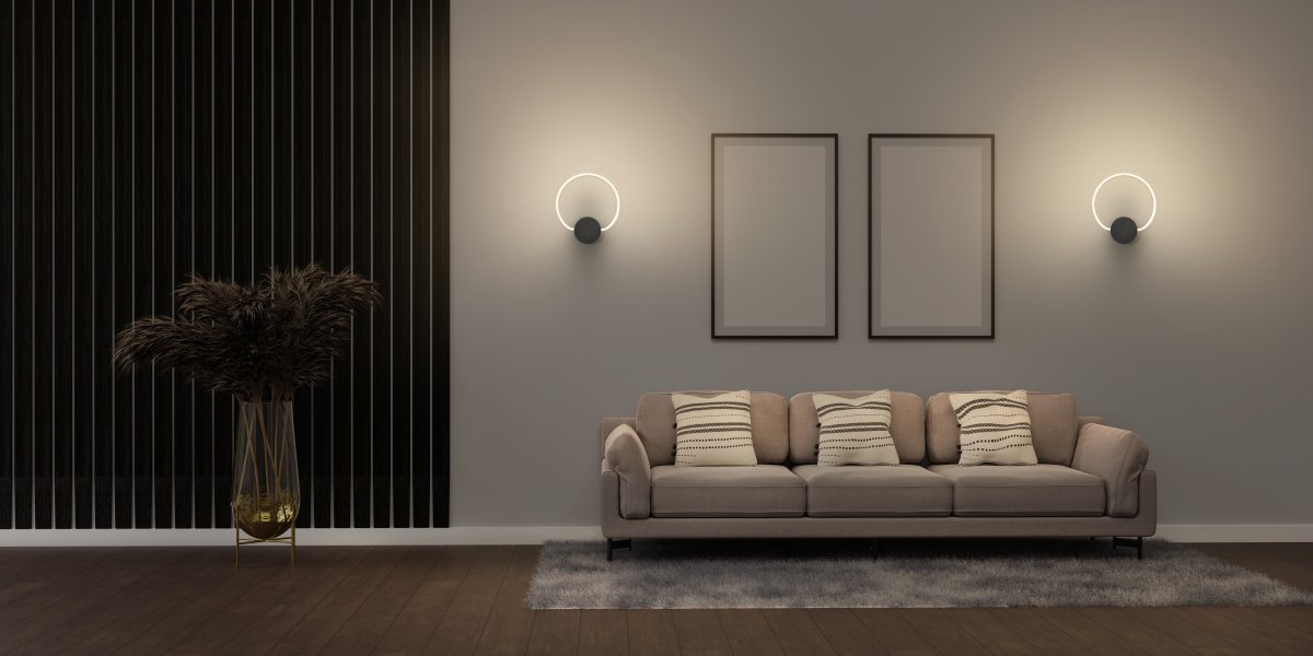 Aura Ø37 Noir applique murale De Ledvance - Lampan har tv&aring; olika belysningspunkter med integrerad LED, en bakom v&auml;ggplattan och cirkeln.