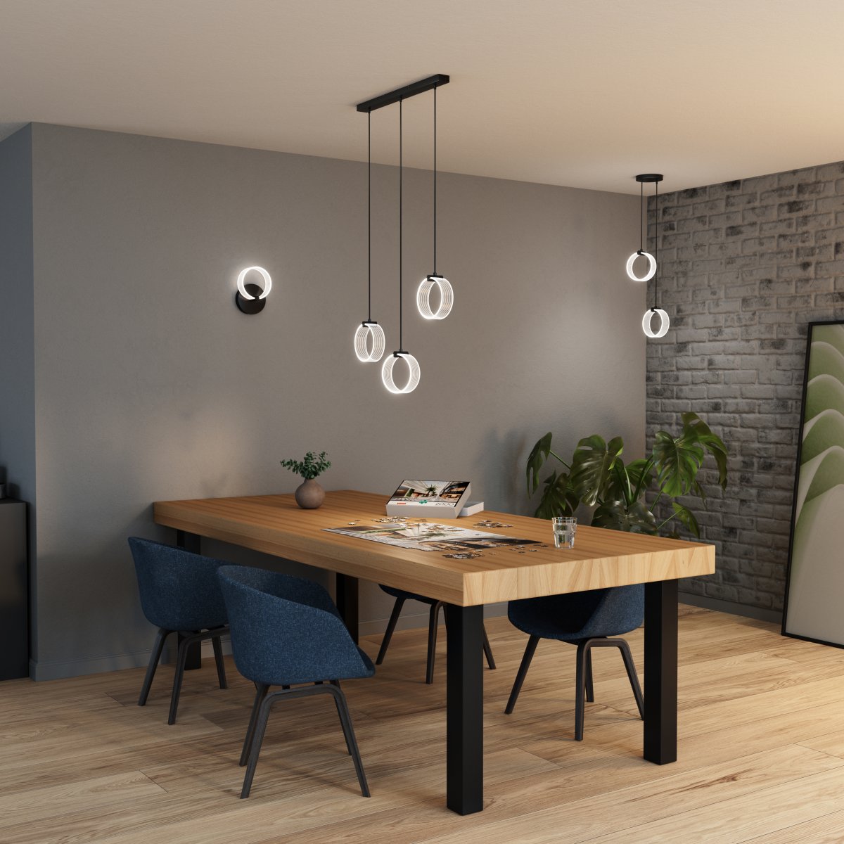 Circle PL 66cm Noir suspension De Osram - Dans la premi&egrave;re &eacute;tape, la lampe brille dans une lumi&egrave;re blanche chaude de 3000K, dans la deuxi&egrave;me &eacute;tape dans une lumi&egrave;re blanche froide de 4200K et dans la troisi&egrave;me &eacute;tape dans 6500K (lumi&egrave;re du jour).