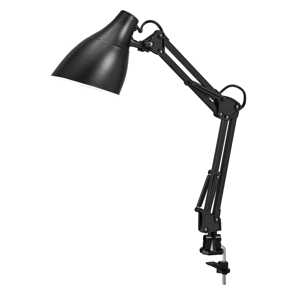 Office Pear Clip Noir lampe à pince De Ledvance - Armen med tv&aring; leder g&aring;r att vinkla och justera i h&ouml;jd och sidled vilket g&ouml;r det till en flexibel lampa, ut&ouml;ver det har den en vridbar sk&auml;rm f&ouml;r individuell inst&auml;llning av ljuset.