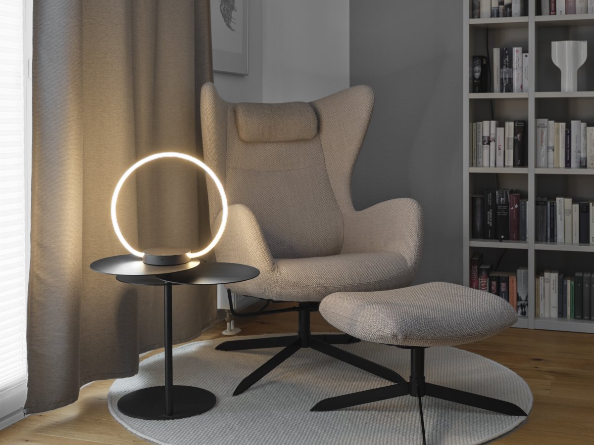 Aura 35cm Noir lampe de table De Ledvance - Lampan &auml;r 3 stegs dimbar med touch-str&ouml;mbrytaren p&aring; lampfoten s&aring; du kan justera ljusstyrkan efter behov.