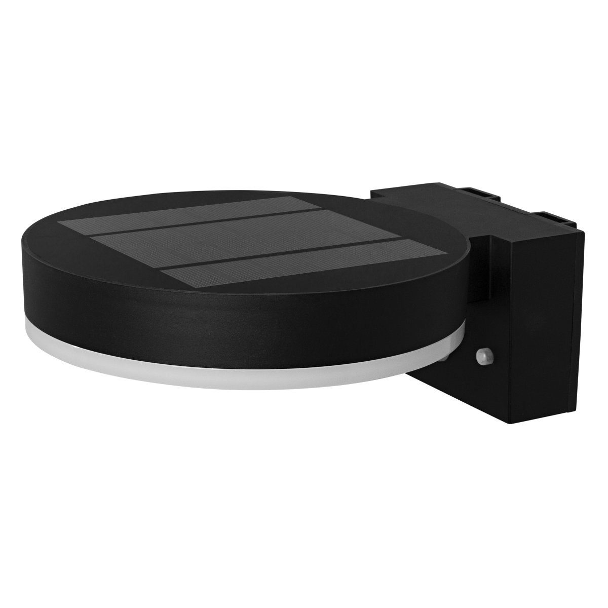 Single Circle Sensor Noir lampe solaire De Ledvance - Le capteur de mouvement PIR intégré et le capteur de lumière du jour allument automatiquement la lampe lorsqu'un mouvement est détecté dans l'obscurité, garantissant ainsi sécurité et efficacité énergétique.