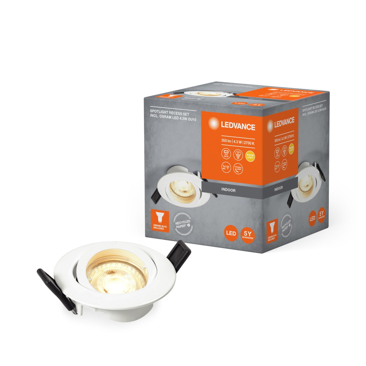 Recess twist Incl. GU10 4W Blanc De Ledvance - Il est connect&eacute; &agrave; la douille GU10 fournie et au c&acirc;ble &agrave; l'int&eacute;rieur du plafond (inclus dans la livraison) puis connect&eacute; &agrave; l'alimentation &eacute;lectrique comme d'habitude.