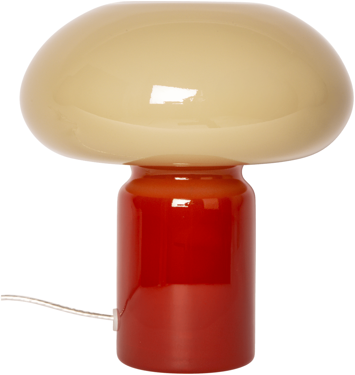 Glas 23cm Rouge/beige lampe de table De Eja - Sa lumière douce crée une ambiance agréable et en fait un objet décoratif idéal sur une table d'appoint, un rebord de fenêtre ou une table de chevet.