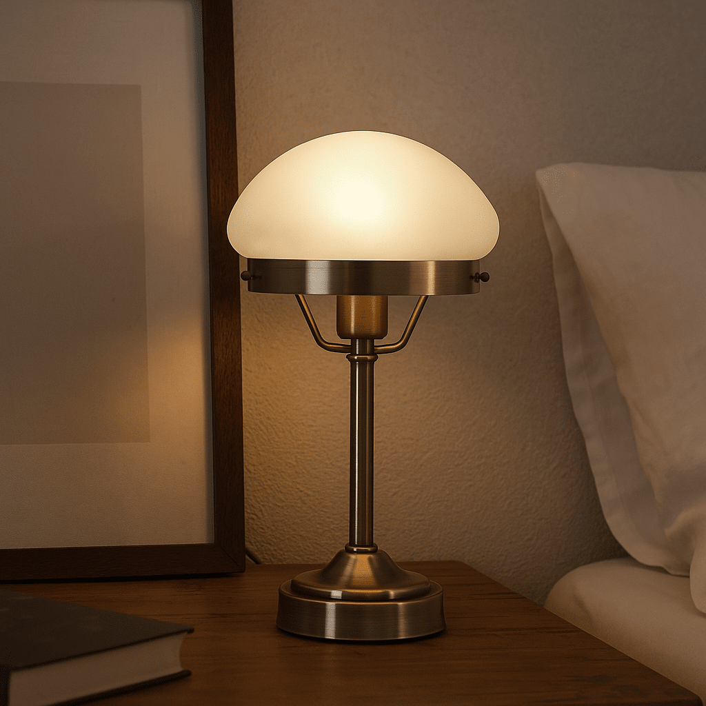 Jas 30cm Laiton antique lampe de table De Lampan - Livr&eacute;e avec un c&acirc;ble en plastique transparent de 1,5 m de long, un interrupteur et une prise.