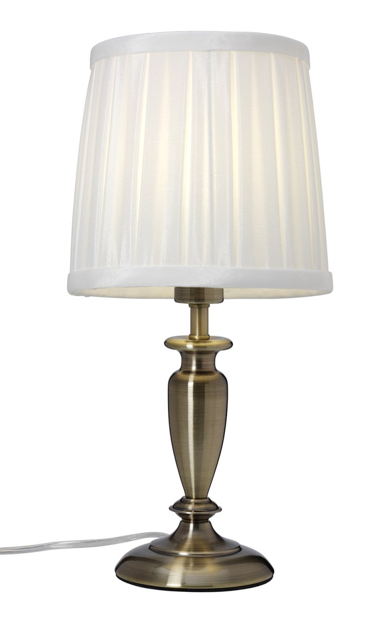 Ines 34cm Laiton antique lampe de table De Cottex - La lampe de table Ines en métal et textile est un classique élégant qui ajoute un charme intemporel à n'importe quelle pièce.