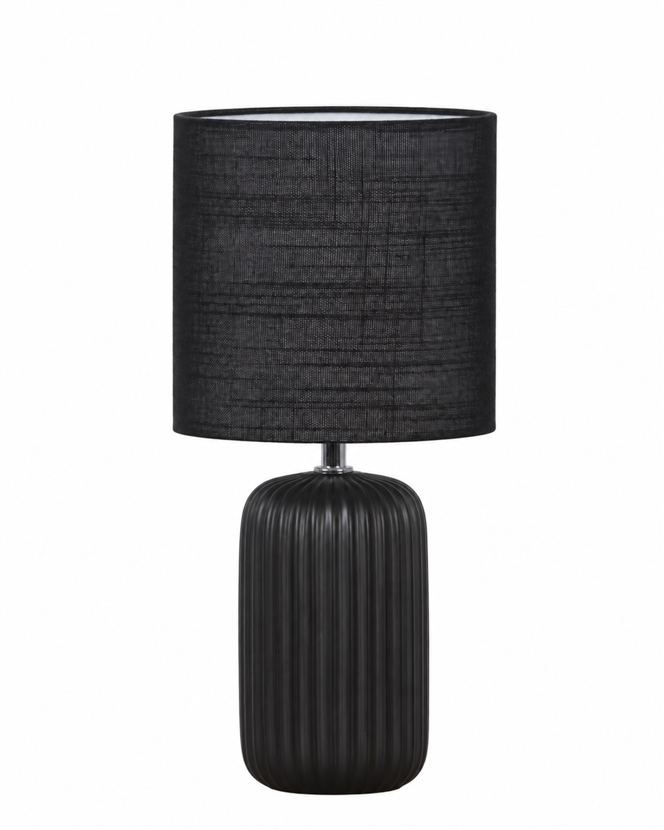 Palizzo 33cm Noir lampe de table De Nordic Lighting - La lampe de table Palizzo noire est dot&eacute;e d'un &eacute;l&eacute;gant pied en c&eacute;ramique aux &eacute;l&eacute;gantes rainures et d'un abat-jour en lin assorti.