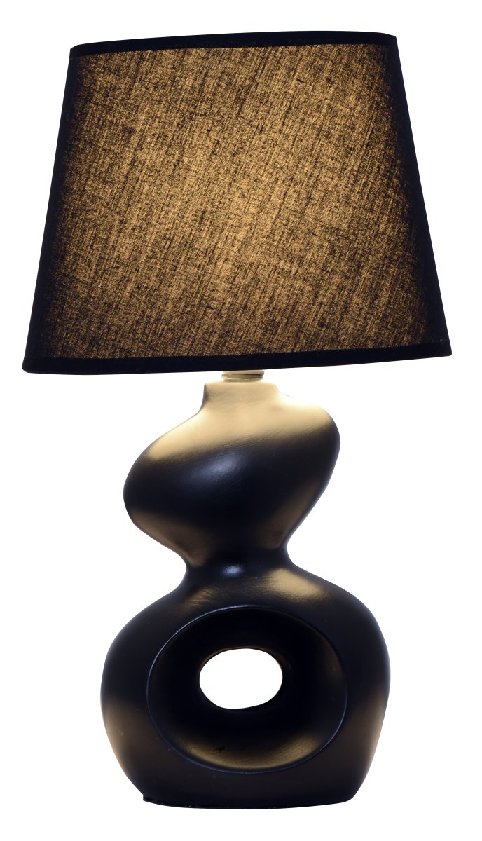 Pablo 36cm Noir lampe de table De Cottex - La lampe de table Pablo en c&eacute;ramique et textile est une lampe moderne et sculpturale qui fait une impression &eacute;l&eacute;gante.