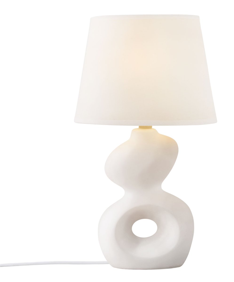 Pablo 36cm Blanc lampe de table De Cottex - La lampe de table Pablo en c&eacute;ramique et textile est une lampe moderne et sculpturale qui fait une impression &eacute;l&eacute;gante.