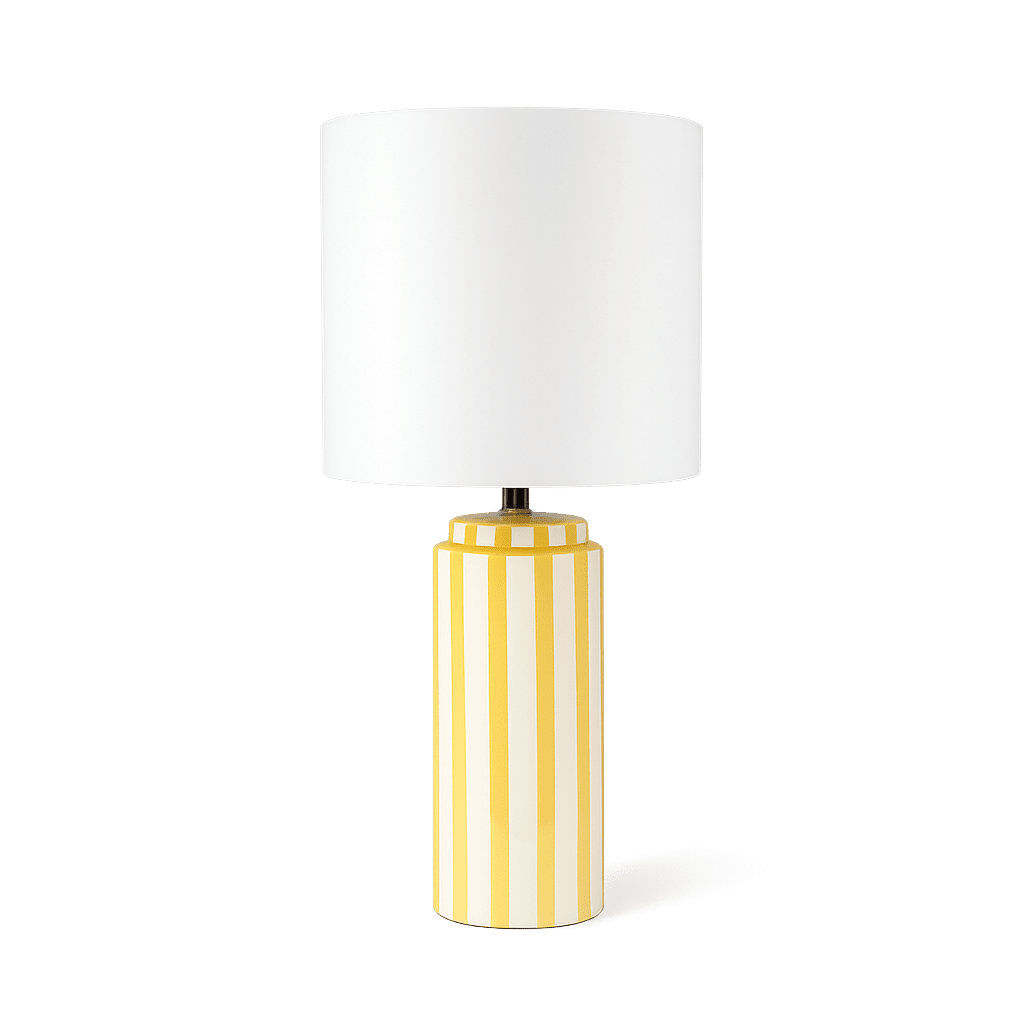 Faro 50cm Jaune/blanc lampe de table De Nordic Lighting - Faro est une lampe de table &eacute;l&eacute;gante qui allie forme classique et design graphique.