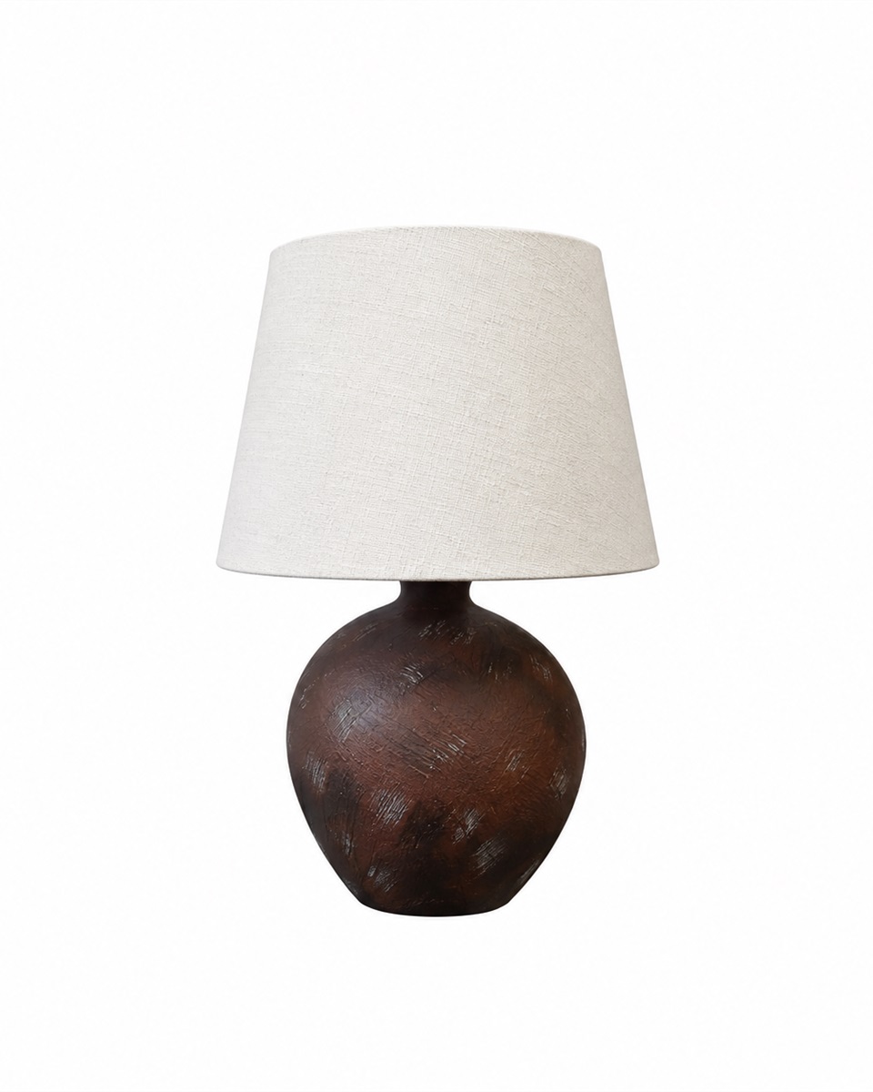 Bellmini 30cm brun foncé lampe de table De Nordic Lighting - La lampe est fournie avec un câble en plastique blanc de 1,8 m de long, équipé d'un interrupteur et d'une prise.