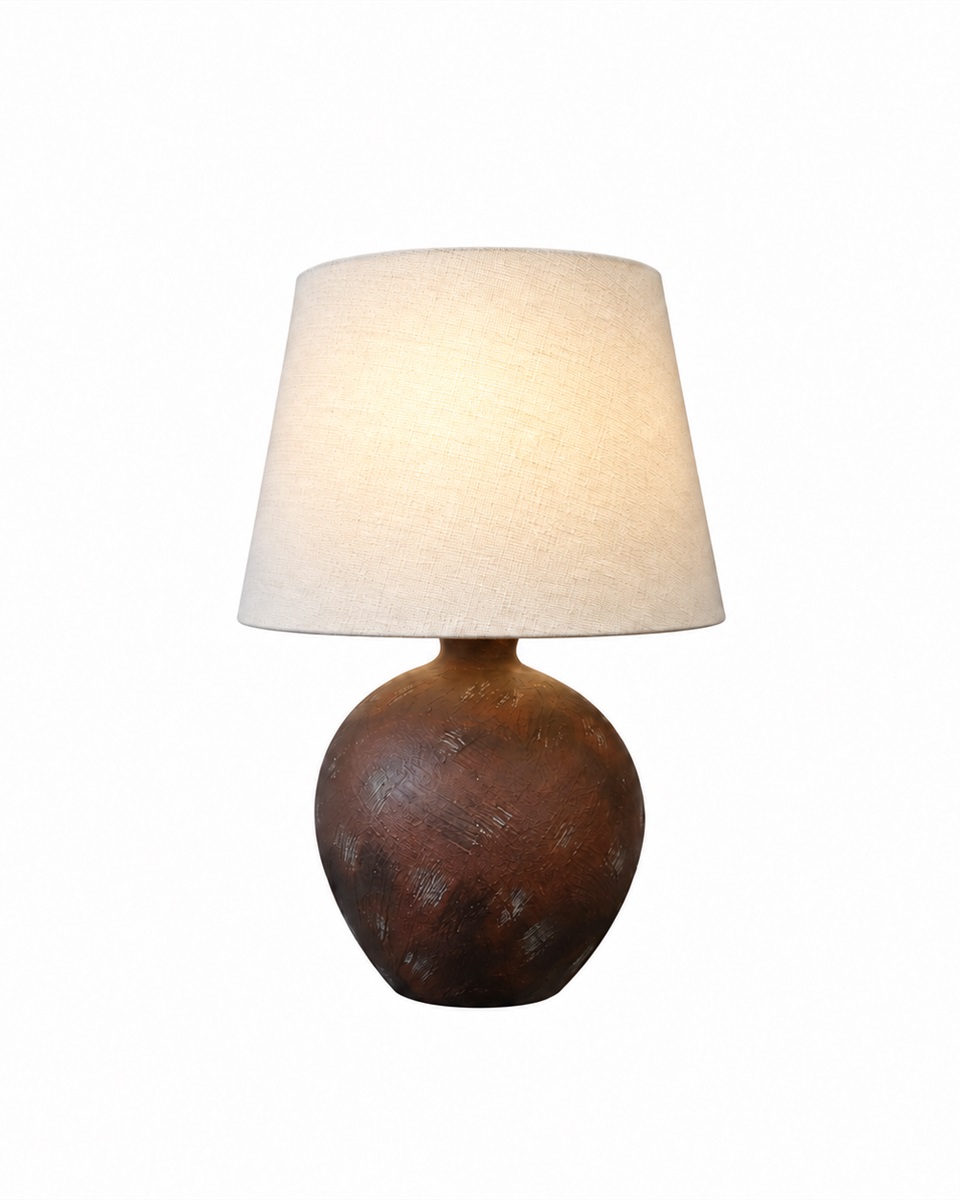 Bellmini 30cm brun foncé lampe de table De Nordic Lighting - La lampe est fournie avec un câble en plastique blanc de 1,8 m de long, équipé d'un interrupteur et d'une prise.