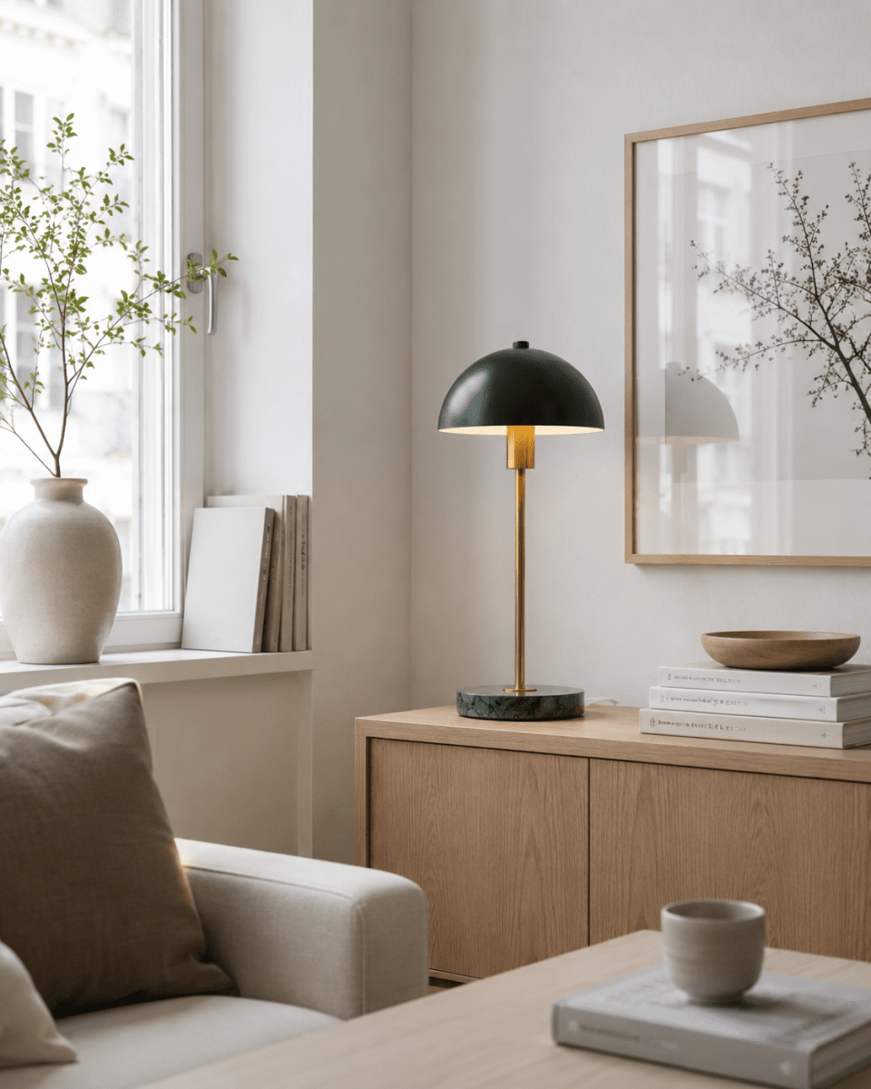 Dito 47cm Vert lampe de table De Nordic Lighting - La lampe est fournie avec un c&acirc;ble transparent de 1,8 m, un interrupteur et une prise secteur.