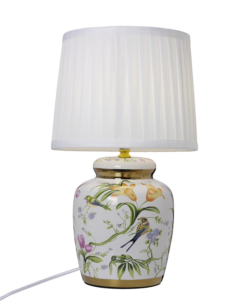 Klassisk 44cm Blanc lampe de table De Cottex - Cette lampe de table classique en c&eacute;ramique et textile respire l'&eacute;l&eacute;gance et la tradition.