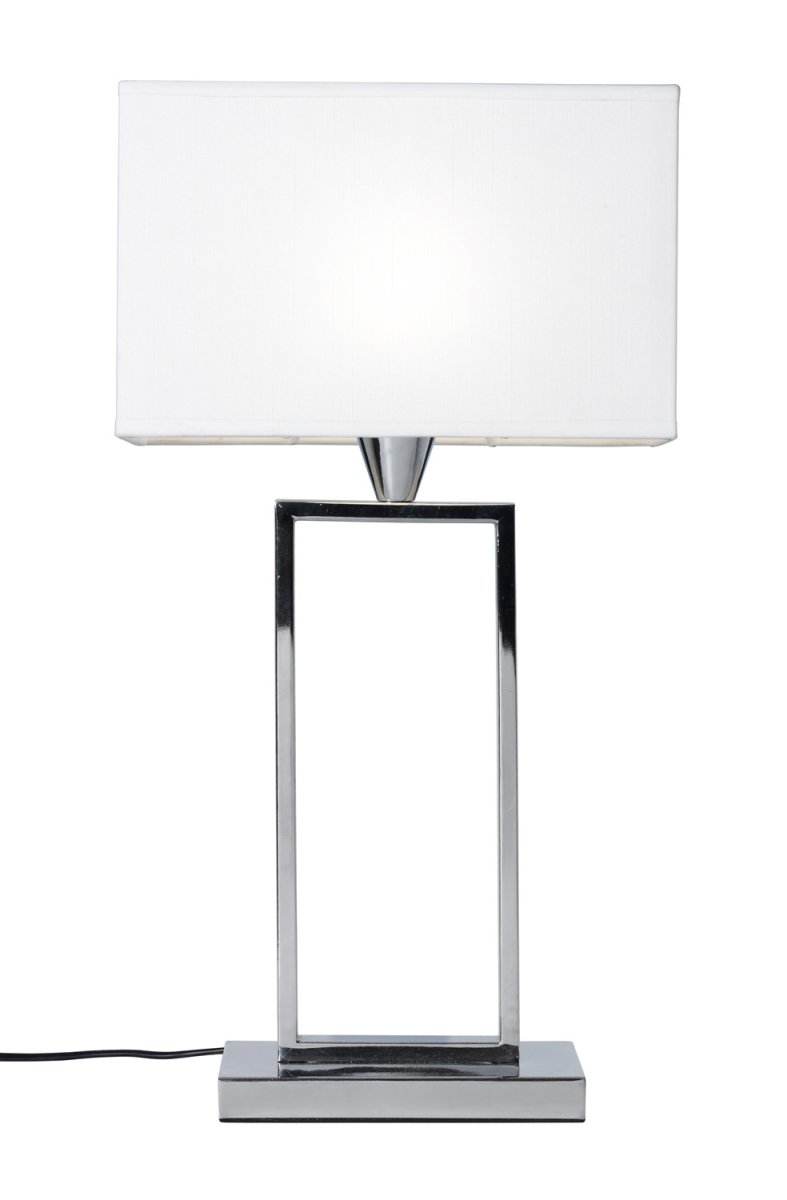 Kensington 50cm Chrome lampe de table De Cottex - La lampe de table Kensington en métal et tissu allie minimalisme moderne et élégance sophistiquée.