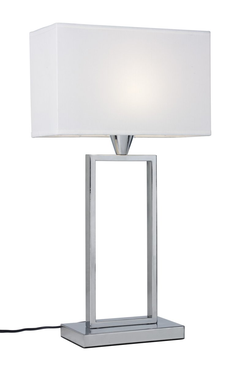 Kensington 50cm Chrome lampe de table De Cottex - La lampe de table Kensington en métal et tissu allie minimalisme moderne et élégance sophistiquée.