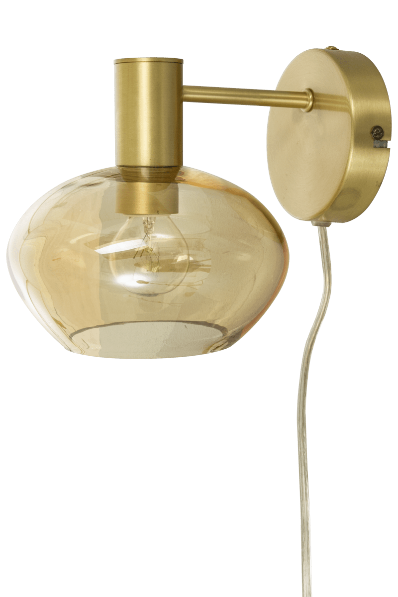 Bell Ø15 Laiton mat applique murale De Aneta Lighting - Montage mural avec support et dispose d'un câble avec interrupteur à courant moyen et prise.