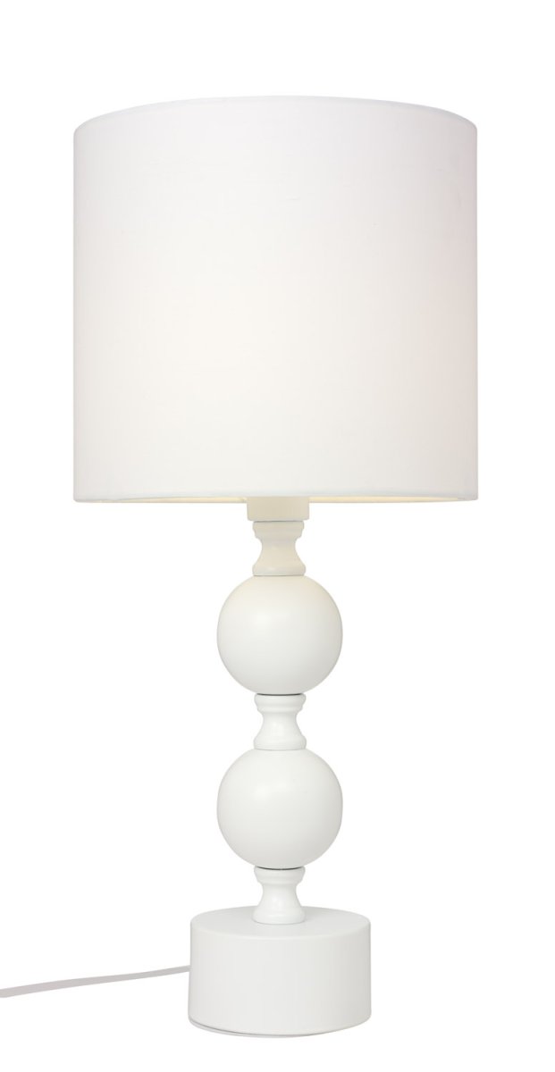 Pompa 46cm Blanc lampe de table De Cottex - La lampe de table Pompa en métal et textile est une lampe élégante et accrocheuse qui ajoute une touche sophistiquée à n'importe quelle pièce.