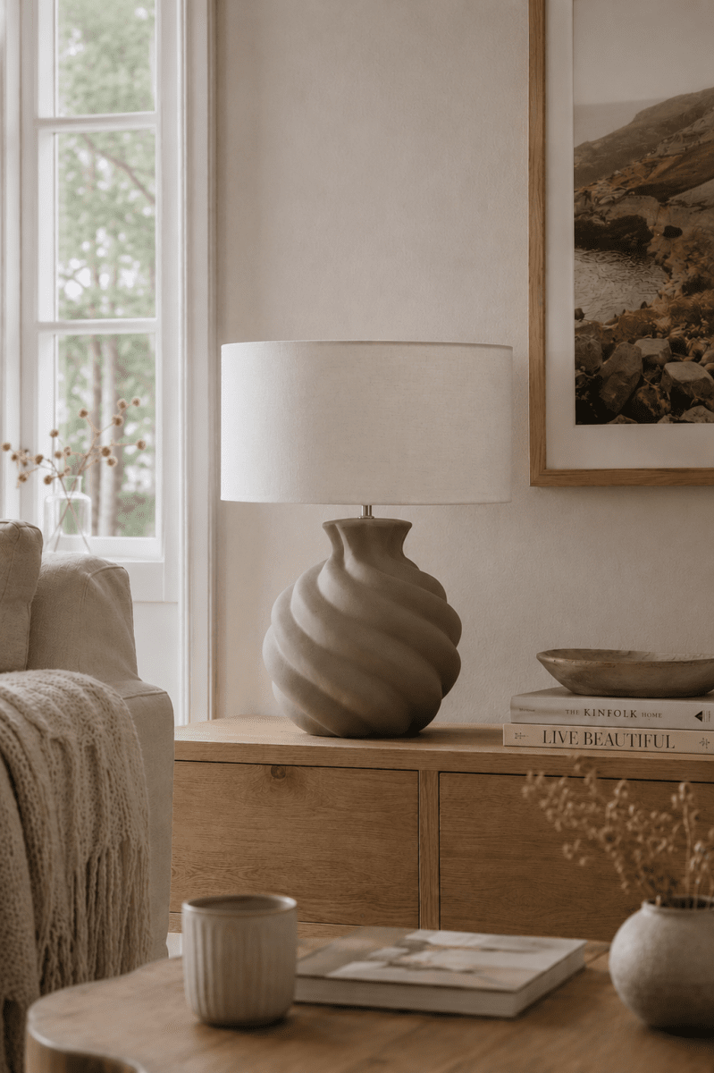 Vindel 52cm Sable lampe de table De Lampan - Vindel devient un &eacute;l&eacute;ment central et raffin&eacute; sur une table d'appoint, un bureau ou une console, apportant chaleur et caract&egrave;re &agrave; tout int&eacute;rieur.