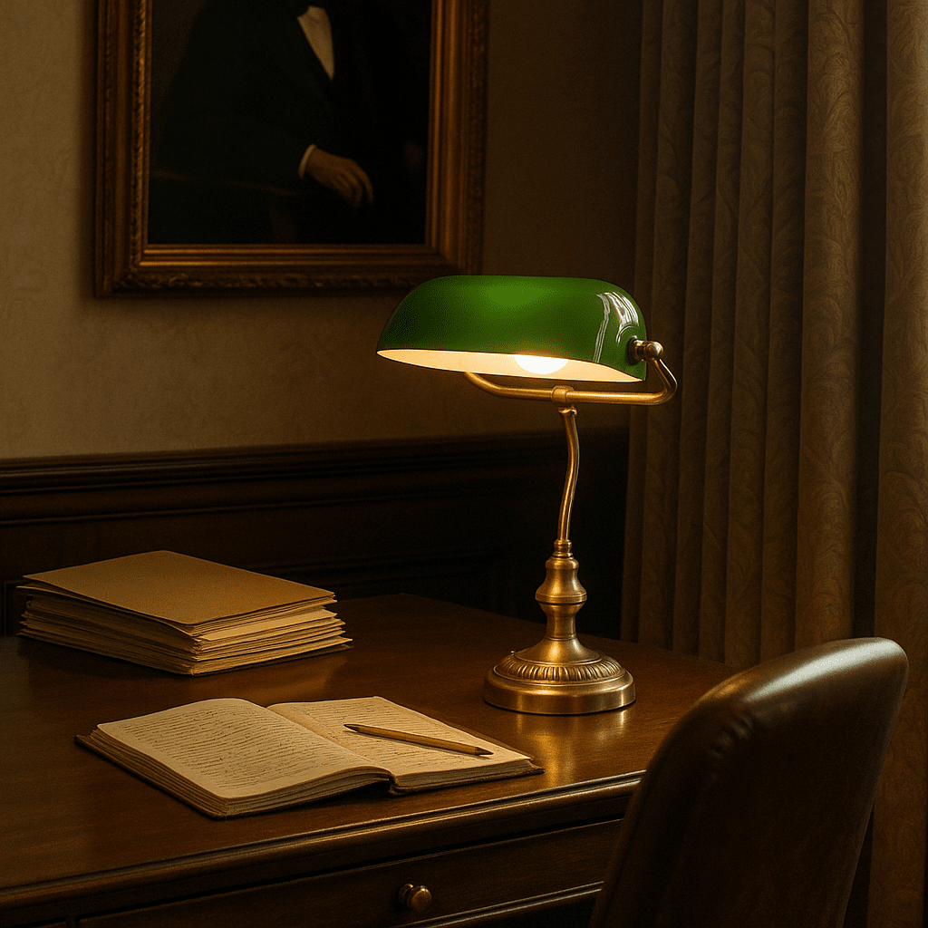 Boa 40cm Laiton antique lampe de bureau De Lampan - Livr&eacute;e avec un c&acirc;ble en plastique transparent de 1,5 m de long, un interrupteur et une prise.