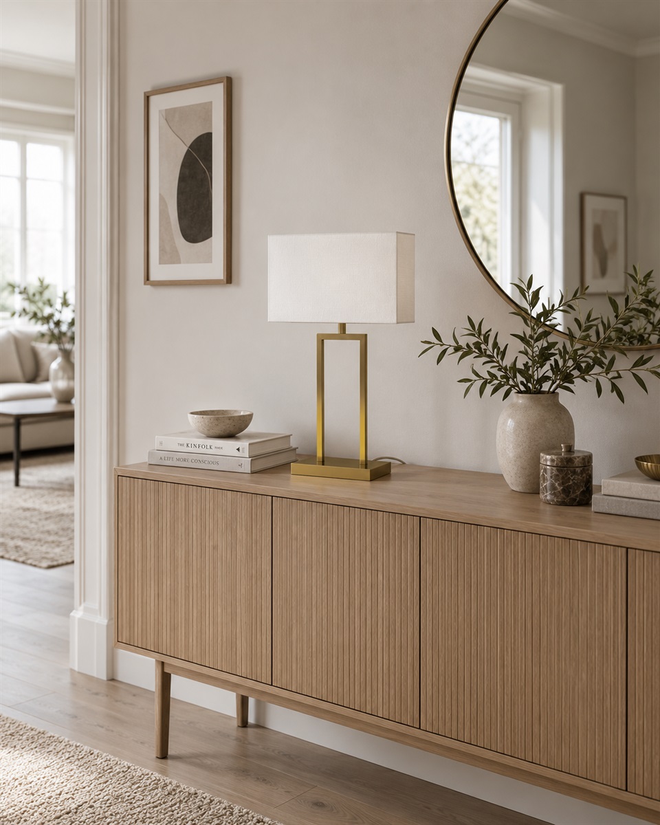Gemma 52cm Laiton lampe de table De Nordic Lighting - Une &eacute;l&eacute;gante lampe de table en m&eacute;tal, finition laiton, qui cr&eacute;e une ambiance chaleureuse et raffin&eacute;e.
