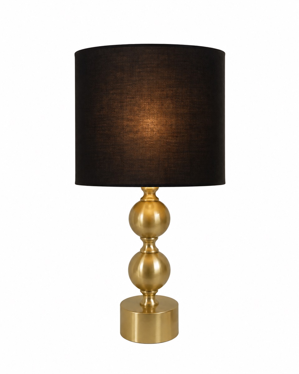 Circolo 48cm Laiton/noir lampe de table De Nordic Lighting - La lampe de table Circolo associe un pied d&eacute;coratif en m&eacute;tal &agrave; une &eacute;l&eacute;gante finition laiton et un abat-jour classique en lin noir.